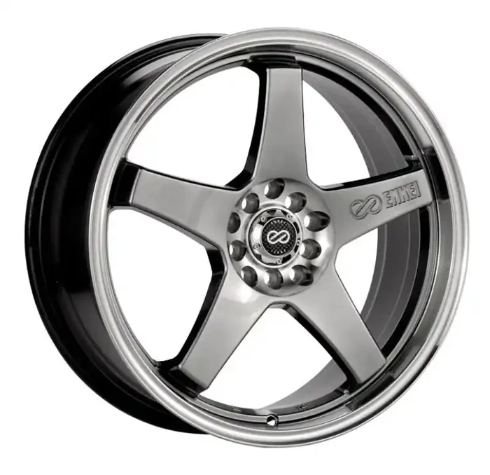 Enkei EV5 17×7 4×100/108 45mm Offset 72.6 Bolt Diameter Hyper Black w/ Machined Lip Wheel
