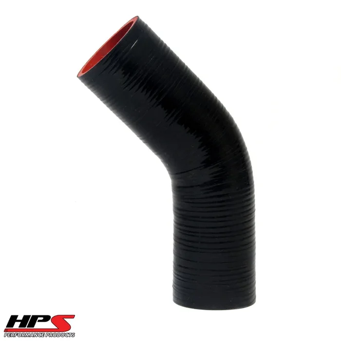 HPS 1/4 ” ID High Temp 4-ply Reinforced Silicone 45 Degree Elbow Coupler Hose Black (6.5mm ID)