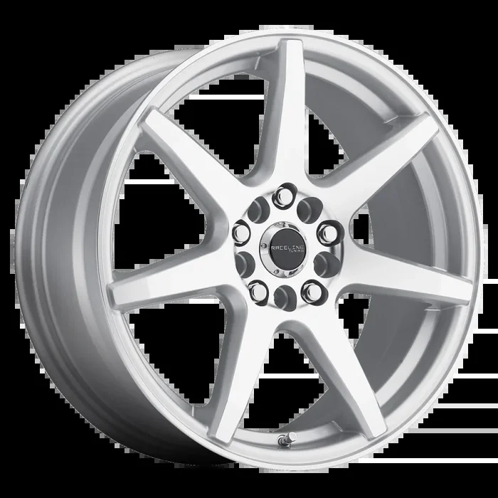 Raceline 131S Evo 15x7in / 5×100/5×114.3 BP / 40mm Offset / 72.62mm Bore – Silver & Machined Wheel