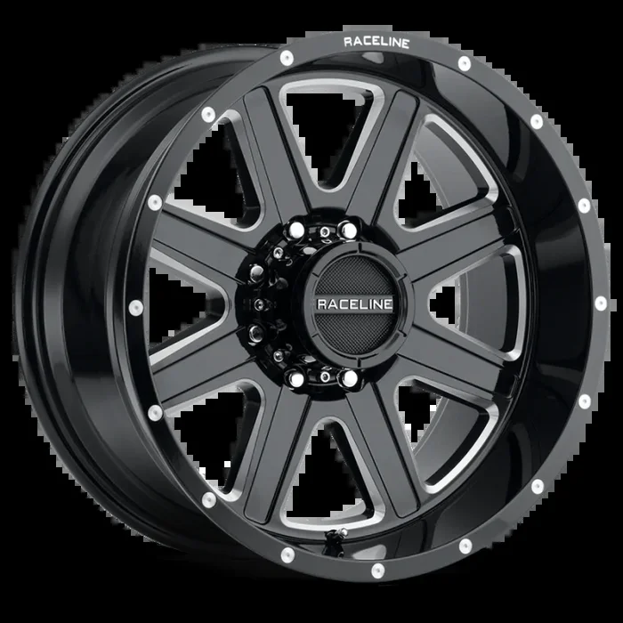Raceline 940M Hostage 20x12in / 8×170 BP / -44mm Offset / 125.2mm Bore – Black & Milled Wheel