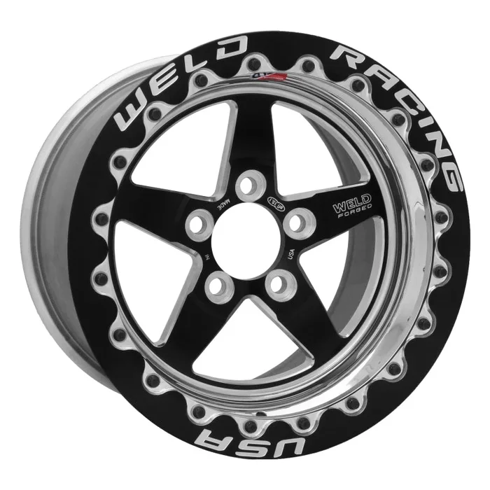 Weld S71 15×10.33 / 5×4.75 BP / 7.5in. BS Black Wheel (Medium Pad) – Black Single Beadlock MT