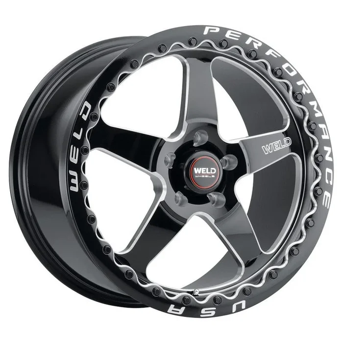 Weld S904 17×10 Ventura Beadlock 5×115 ET00 BS5.50 Gloss BLK MIL DIA 78.1